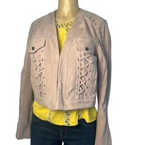 BCBG Maxazria 100% Suede Jacket with lacing, zippers and stud detail Size M